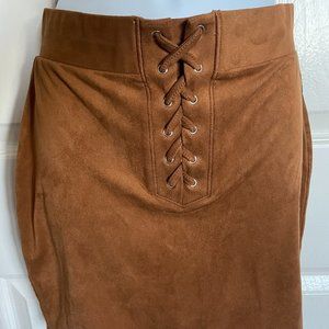 Suede Camel Mini Skirt